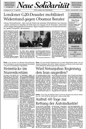 Die aktuelle Ausgabe der Neuen Solidarit&auml;t