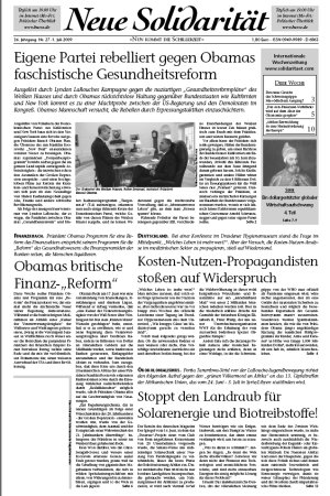 Die aktuelle Ausgabe der Neuen Solidarit&auml;t