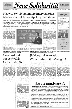 Die aktuelle Ausgabe der Neuen Solidarit&auml;t